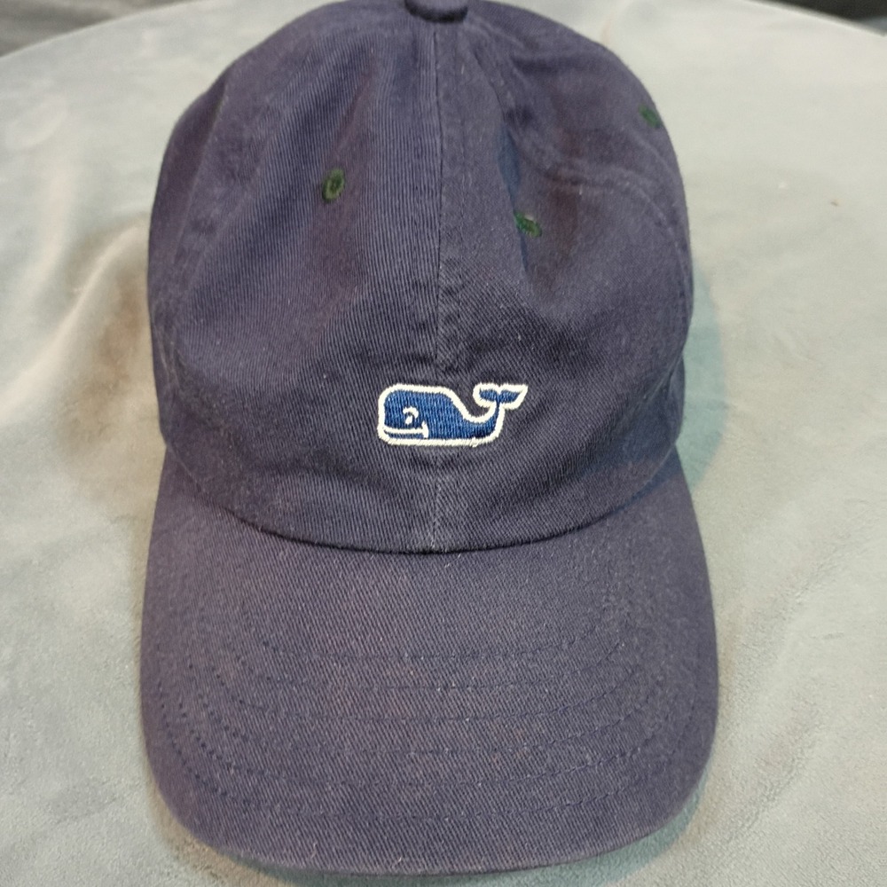 Vineyard Vines Mens Navy Blue Whale Logo Adjustable Baseball Hat Dad Cap